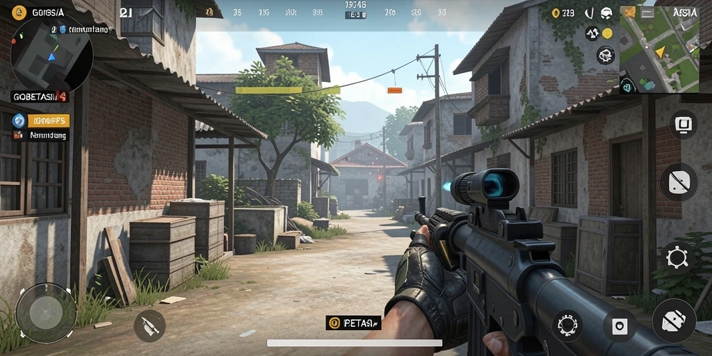 Screenshot GOBETASIA menampilkan aksi tembak-menembak yang intens.