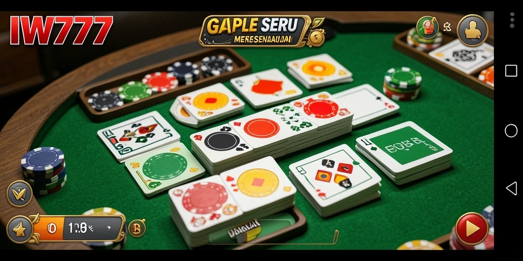 Screenshot IW777 menampilkan gameplay Gaple yang seru dan interaktif.