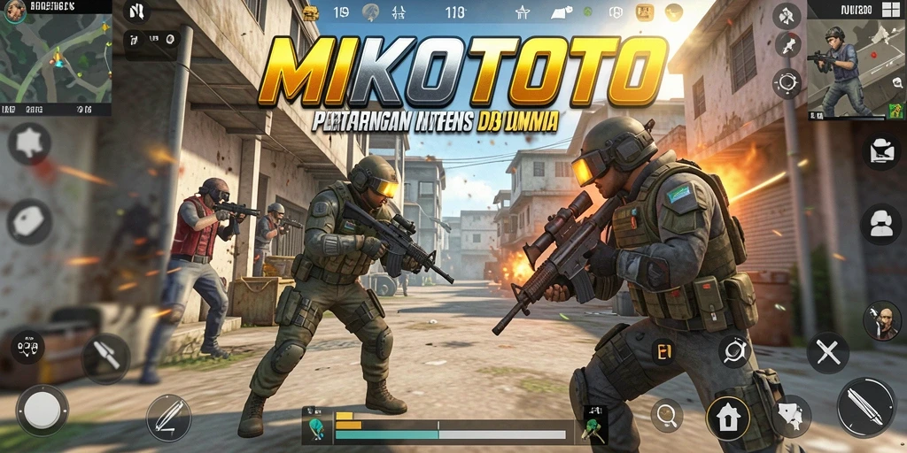 Tangkapan layar menampilkan aksi cepat gameplay MIKOTOTO dengan senjata canggih.