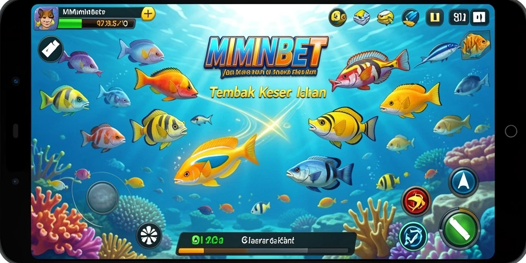 Tampilan gameplay seru dalam MIMINBET saat menembak ikan.