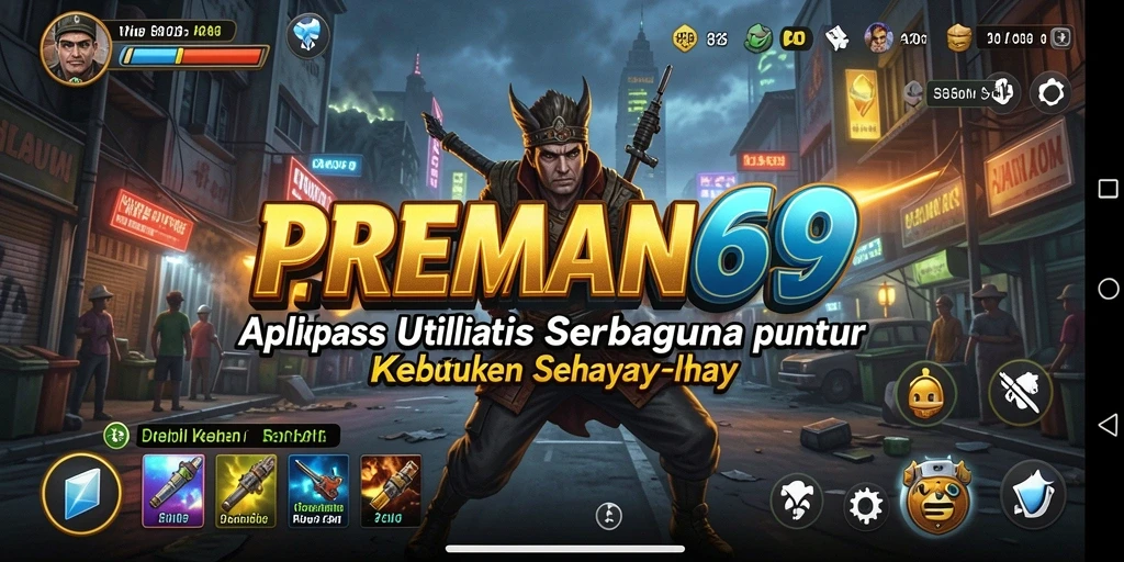 Screenshot utama PREMAN69 menampilkan antarmuka aplikasi Utility yang intuitif dan menarik.